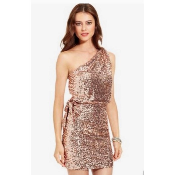 Aidan Mattox Dresses & Skirts - Aidan Mattox One Shoulder Sequin Tie Side Dress Size 6